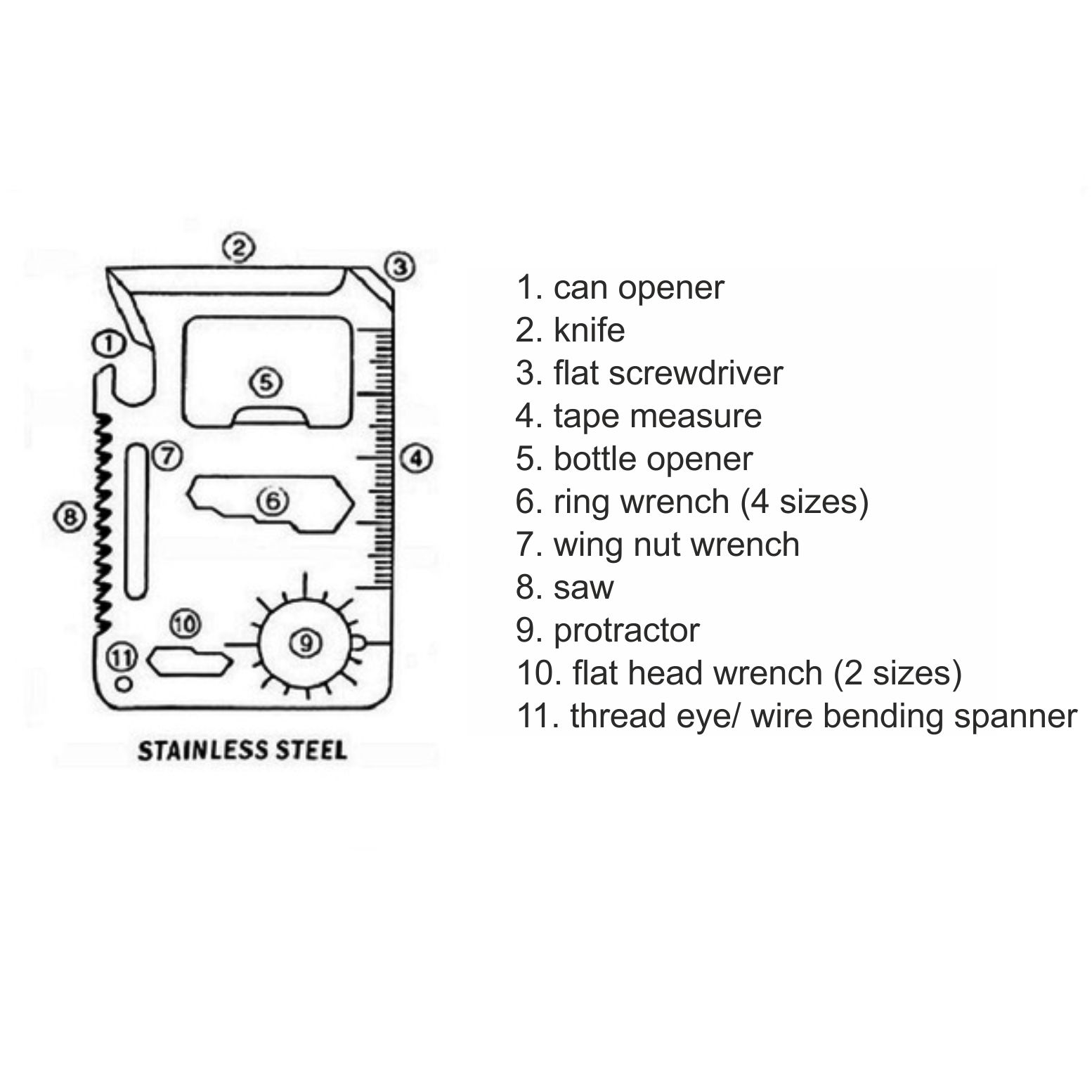 R17498.01 - Narzędzie wielofunkcyjne w kształcie karty, srebrny