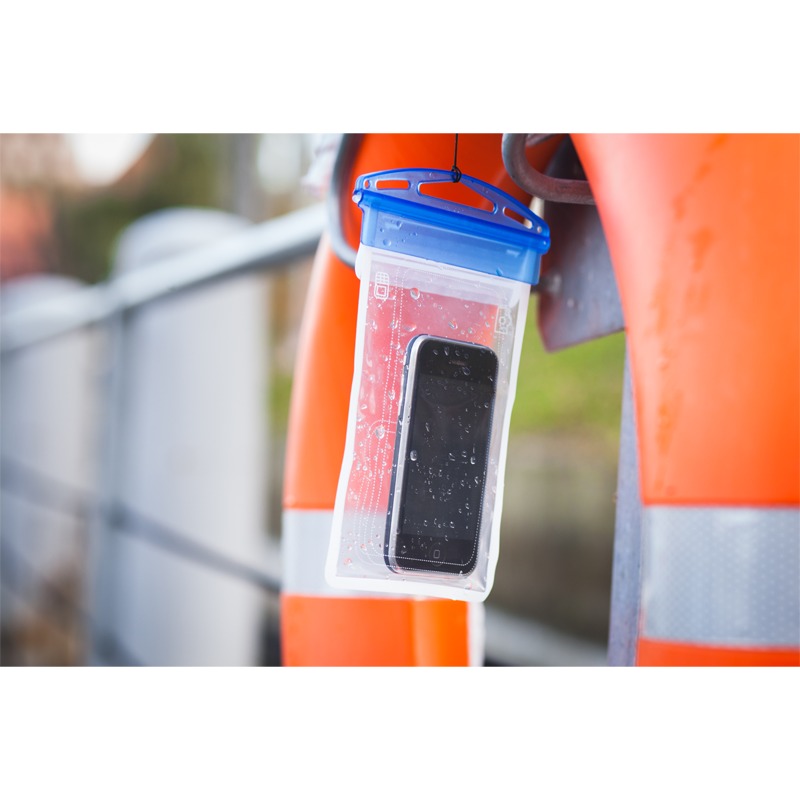 R64327 - Wodoodporny pokrowiec na telefon Crystal, transparentny/niebieski