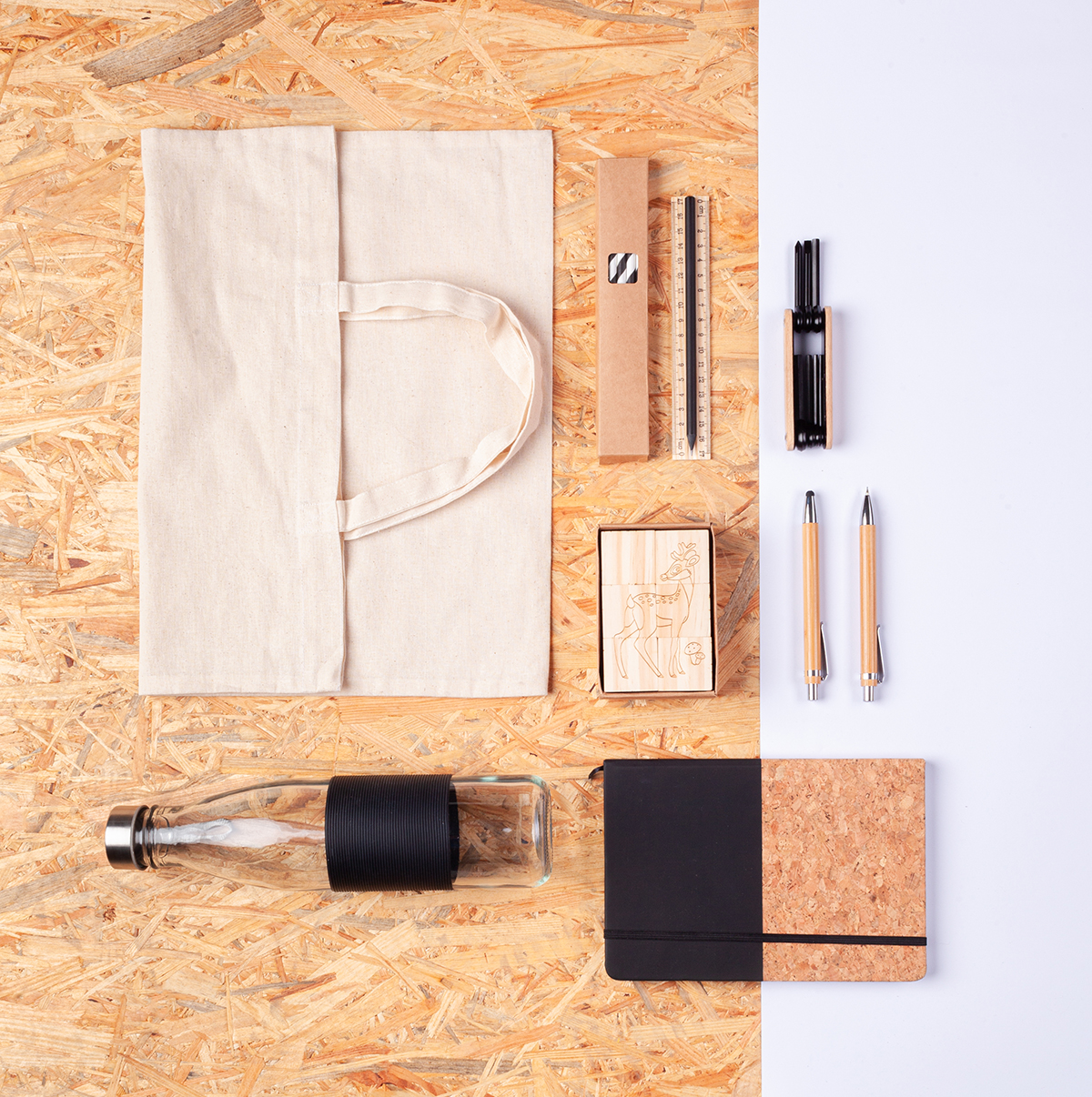 R73761.13 - Ołówek z linijką - zestaw Simple, beżowy